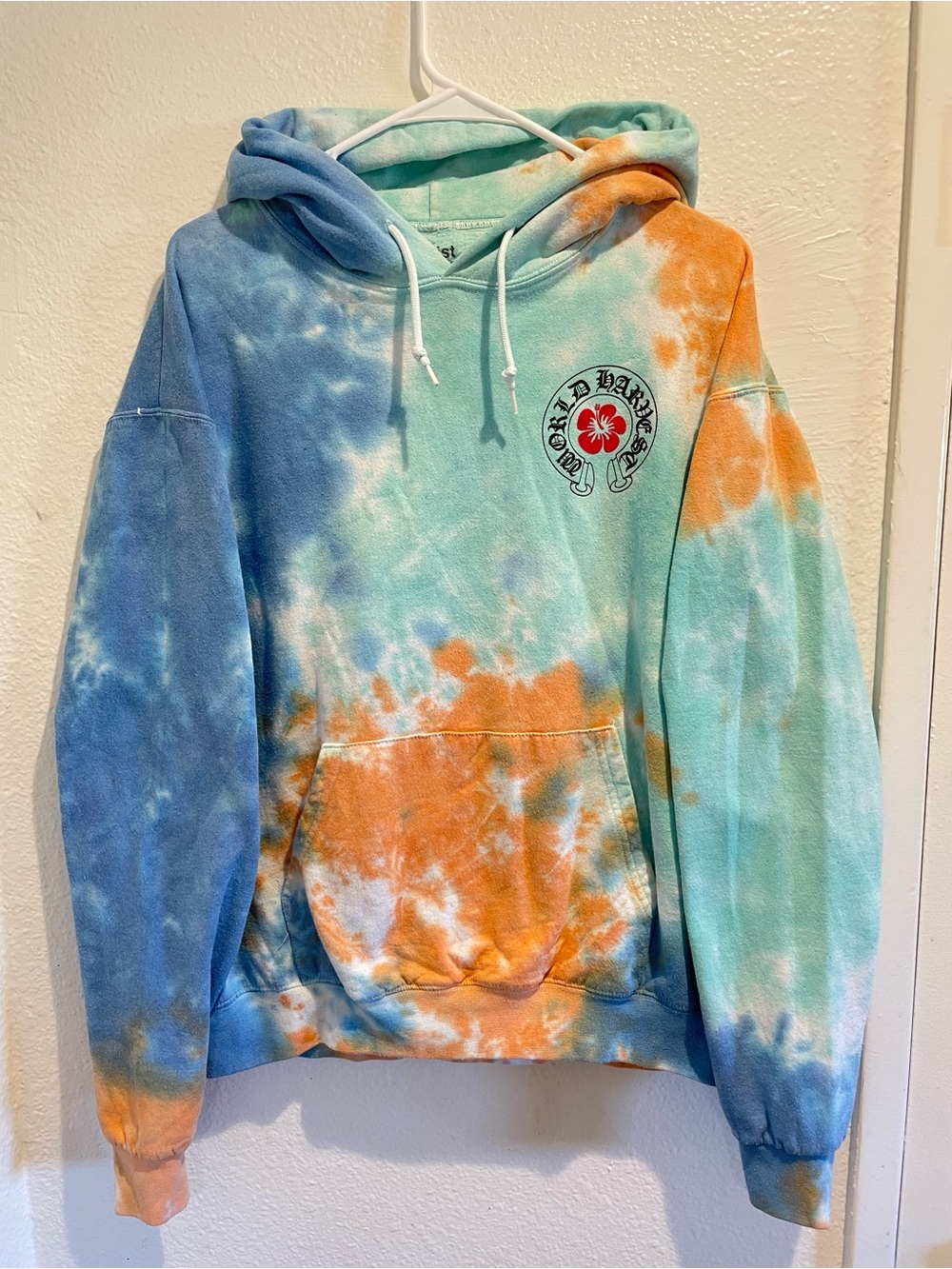 Artist Union World Harvest Tie Dye Graphic Fleece Hoodie Men's Size L